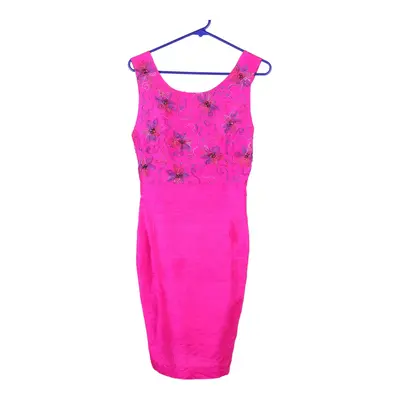 Unbranded Embroidered Midi Dress - Small Pink Polyester Blend