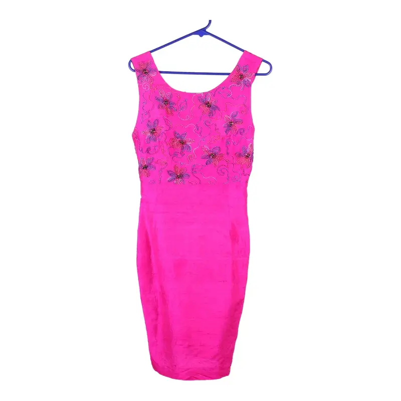 Unbranded Embroidered Midi Dress - Small Pink Polyester Blend