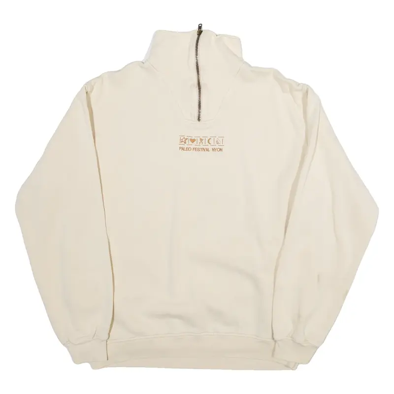 SWITCHER Womens Sweatshirt Cream 1/4 Zip S