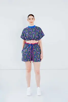 Upcycled - Playsuit - Shorts in Concentric | Size: M/L