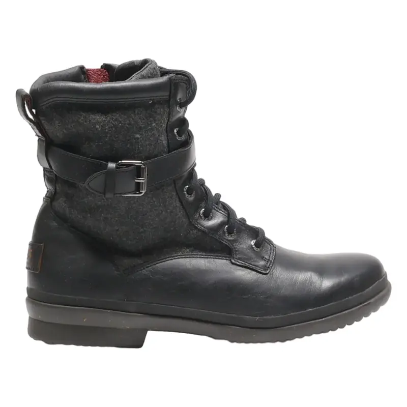 UGG Lace-Up Boots Black Leather Womens UK 9