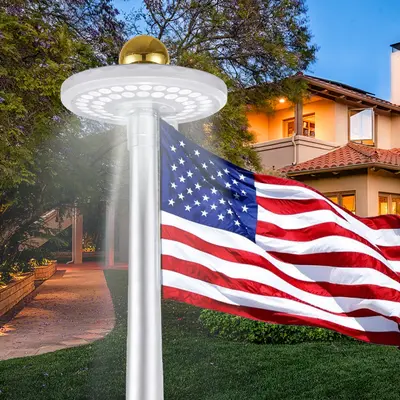 Garvee Solar Flag Pole Light, Flag Pole Light Solar Powered from Dusk to Dawn, 48 LED Super Bright Flag Pole Light Fits Most ...
