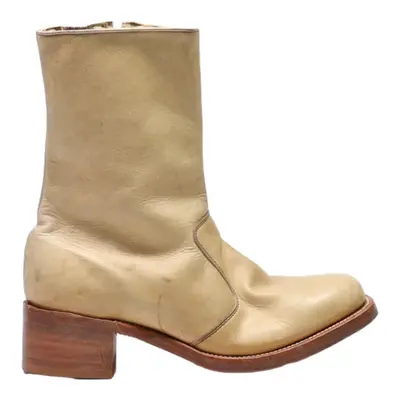 FRYE High Boots Beige Leather Womens UK 7.5