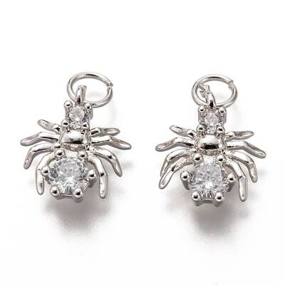 Brass Micro Pave Clear Cubic Zirconia Charms