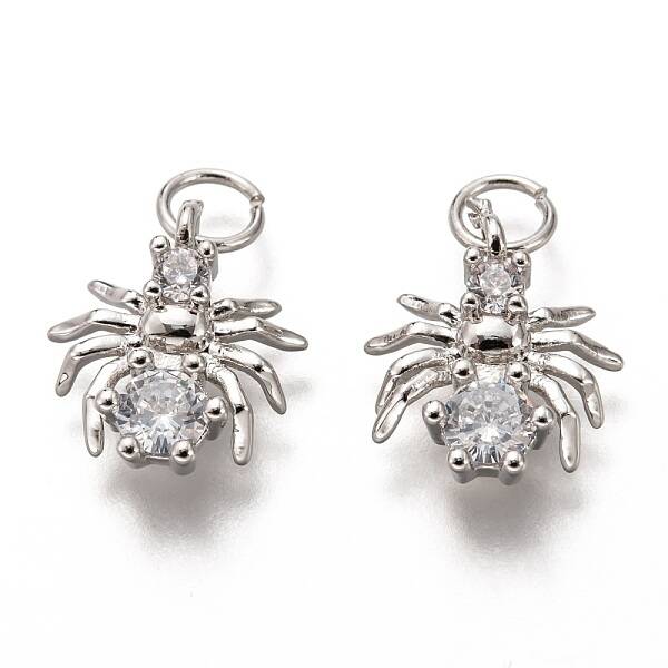 Brass Micro Pave Clear Cubic Zirconia Charms