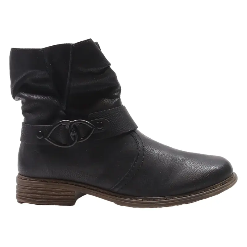 RIEKER High Boots Black Leather Womens UK 6