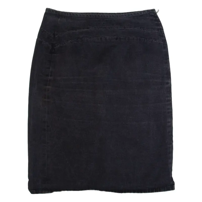 JIGSAW Womens Straight Skirt Black Knee Length Denim UK 12