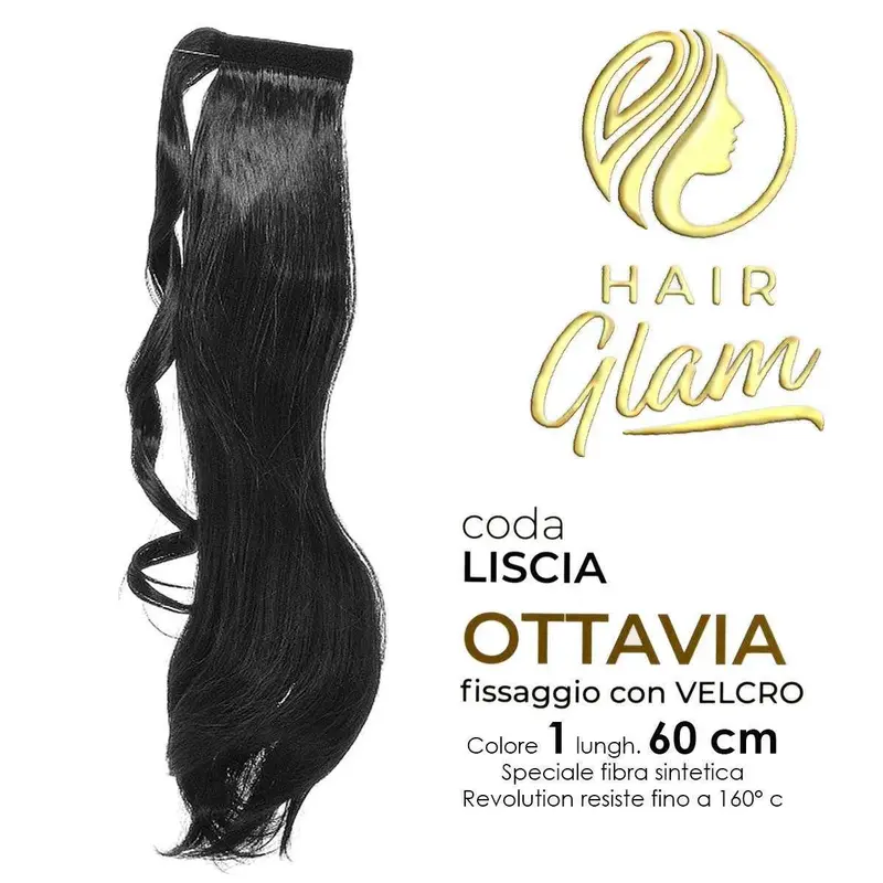 HAIR GLAM OTTAVIA CODA W/VELCRO FIBER REVOLUTION Length 60 1 cm