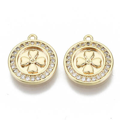 Brass Micro Pave Cubic Zirconia Charms