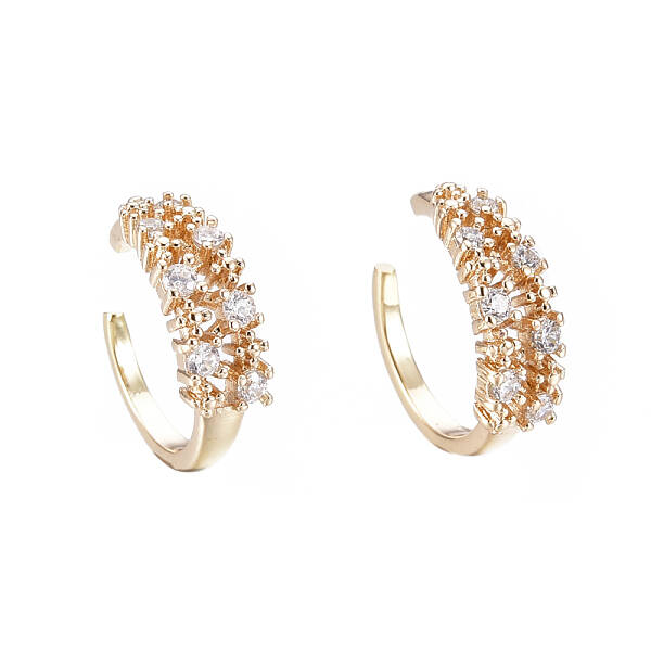 Brass Micro Pave Clear Cubic Zirconia Cuff Earrings