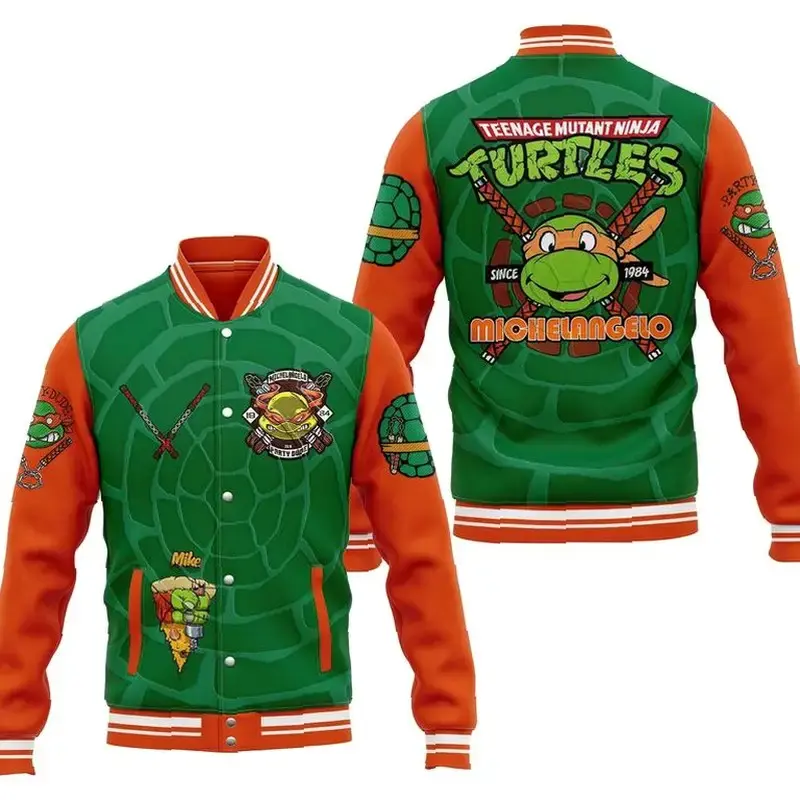New Turtles Bomber Baseball Jacket, Cartoon Baseball Jacket, Movie Bomber Jacket, Comfortable Unisex Bomber, Trendy Jacket, G...