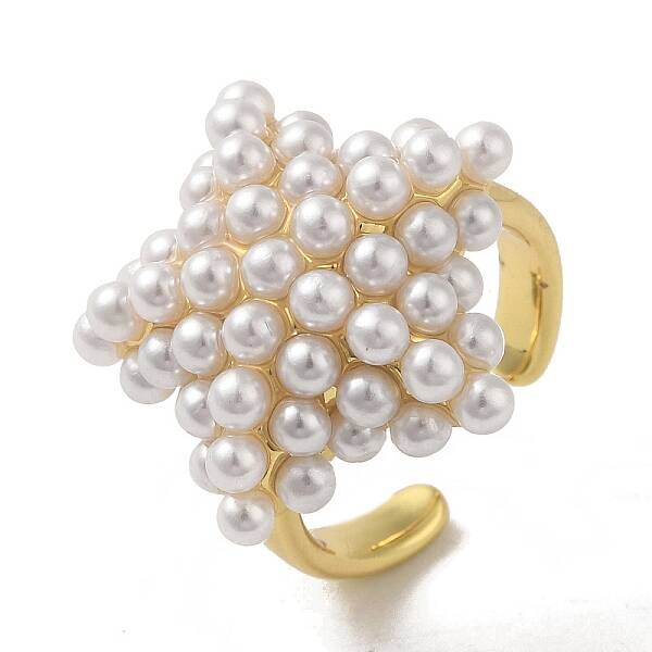 Rack Plating Brass Micro Pave Pearl Rings