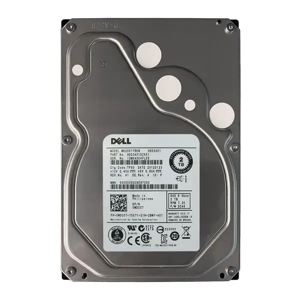0WDC07 Dell 2TB 6Gb/s SAS 7200 3.5-Inch Hard Drive
