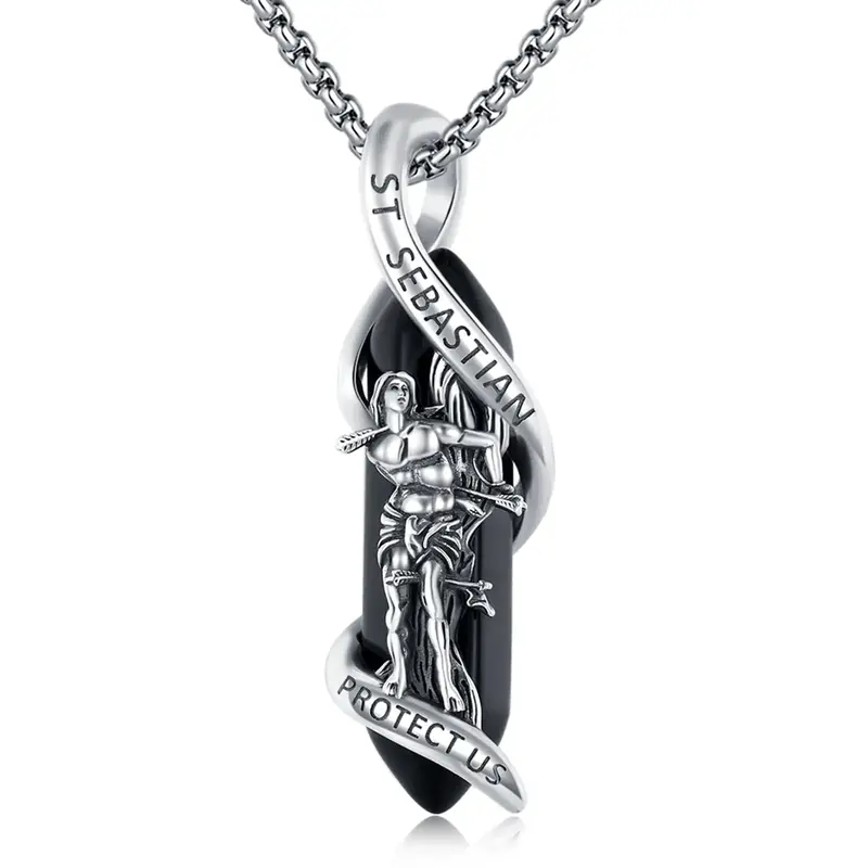 925 Sterling Silver St Michael/St Christoper/St Sebastian/Guadalupe/Guardian Angel Necklace for Men Women  Catholic Religious...