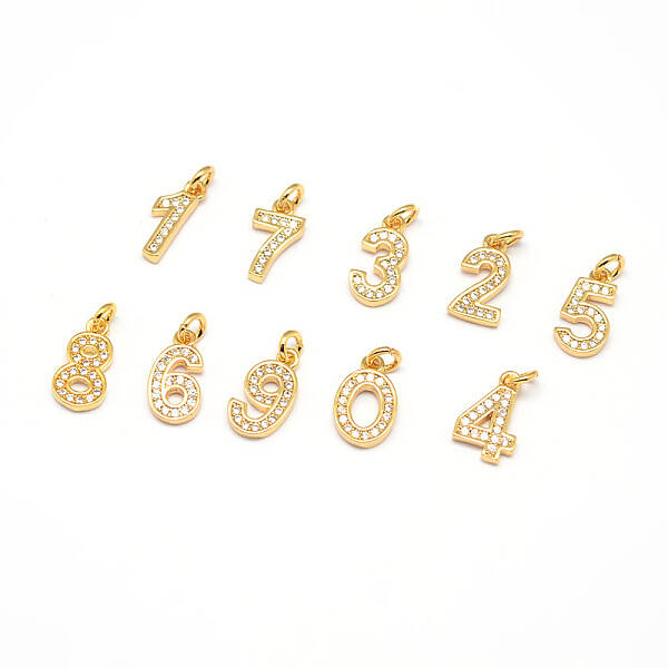 Real 18K Gold Plated Brass Micro Pave Cubic Zirconia Charms