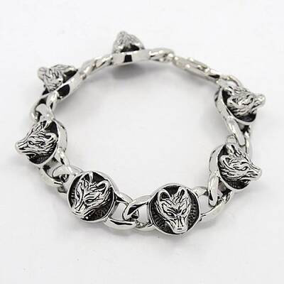 Fashionable Retro Jewelry 304 Stainless Steel Wolf Bracelets for Men