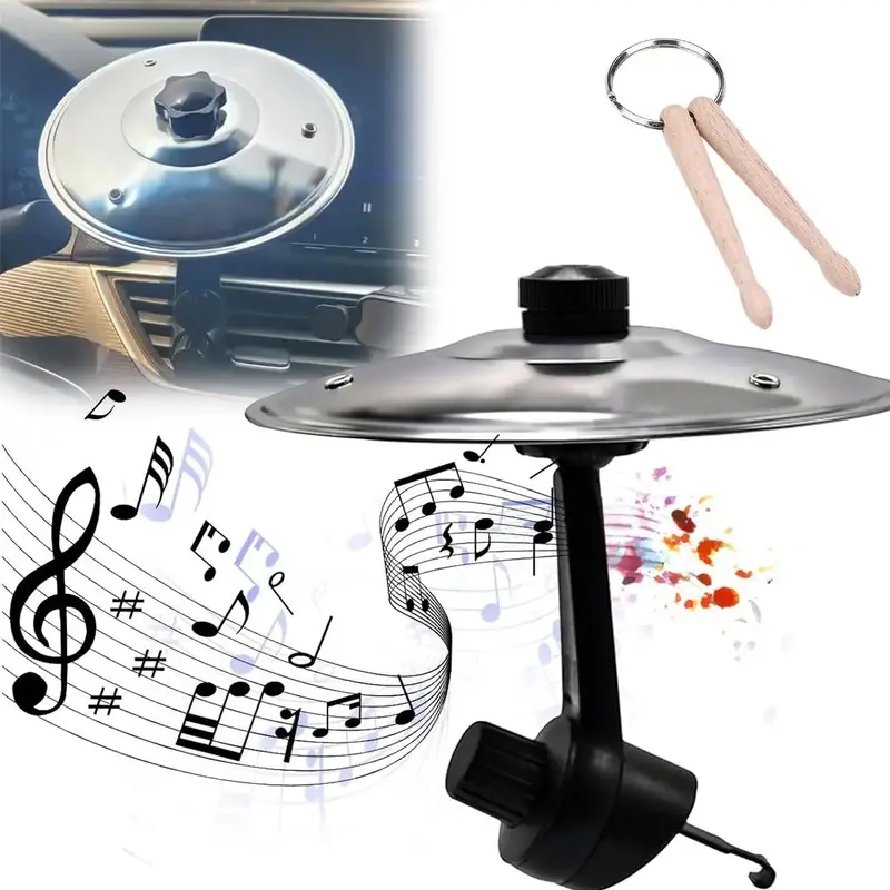 Car Air Vent Crash Cymbal with 2 Mini Drumsticks, Car Symbol Drum Set Portable Musical Accessory for Enthusiasts, Fun Christm...
