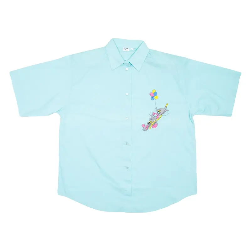 CV Shoulders Mice Plain Shirt Blue Short Sleeve Womens L