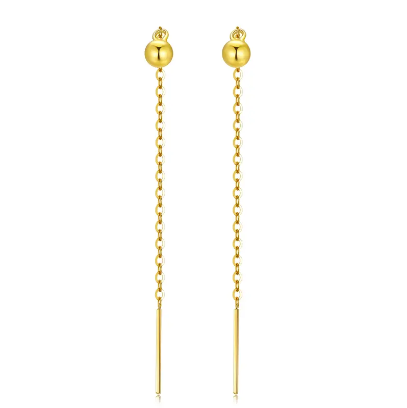 18K Gold Bead Drop Earrings