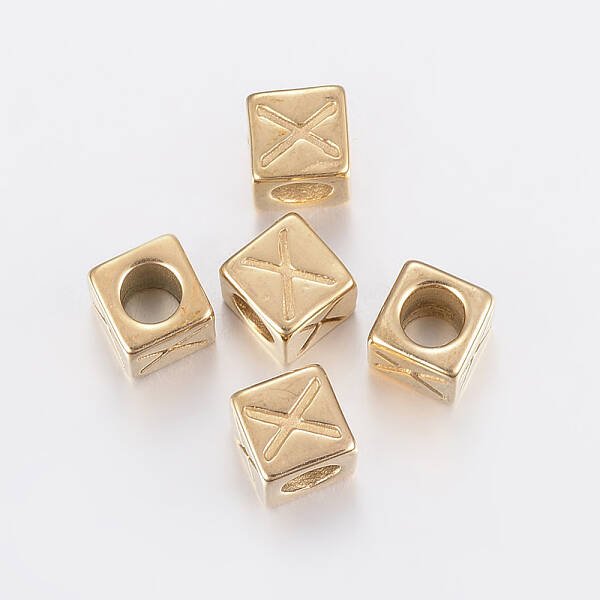 304 Stainless Steel Large Hole Letter European Beads