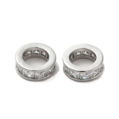 Brass Micro Pave Clear Cubic Zirconia European Beads