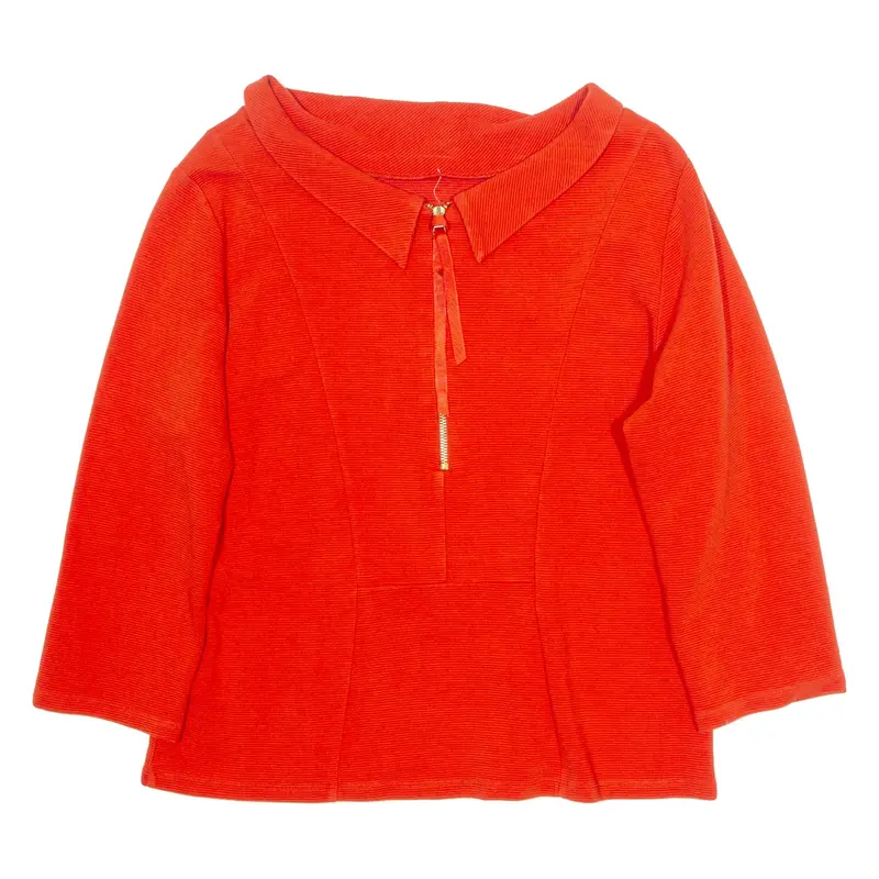 HOBBS Womens Top Red 1/4 Zip 3/4 Sleeve XL
