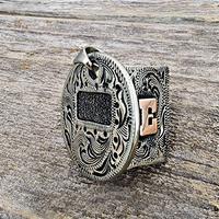 Handmade Pancake Welding Hood Necklace. Custom Copper Initial. Chain Included