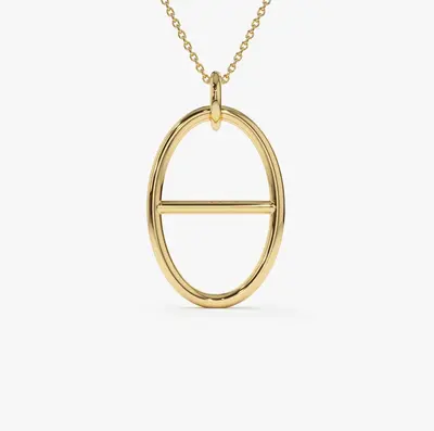 14k Minimalist Oval Pendant Necklace