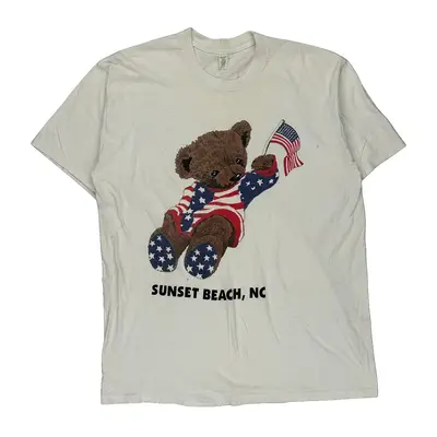 Sunset Beach, Nc Single Stitch Graphic T-Shirt - XL White Cotton