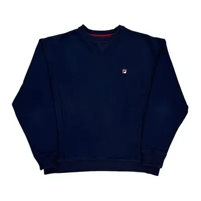Fila Sweatshirt - Large Navy Cotton Blend