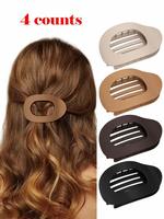 4 counts Solid Color Hair Claw, Flat Claw Clips, Casual Versatile Hair Accessories for Women, Minimalist Headwear Suitable fo...