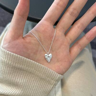 Heart with Star 925 Sterling Silver Micro Pave Cubic Zirconia Pendant Necklaces