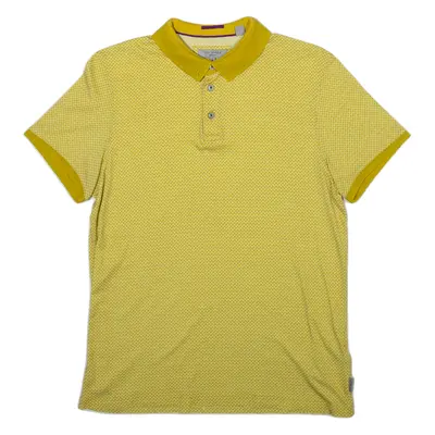 TED BAKER Mens Polo Shirt Yellow Geometric M
