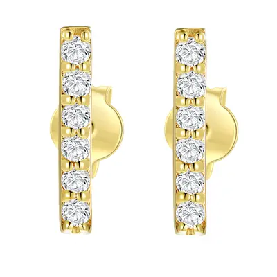 14K Gold Moissanite Bar Stud Earrings
