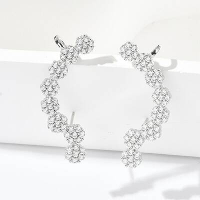 Brass Micro Pave Clear Cubic Zirconia Stud Earrings