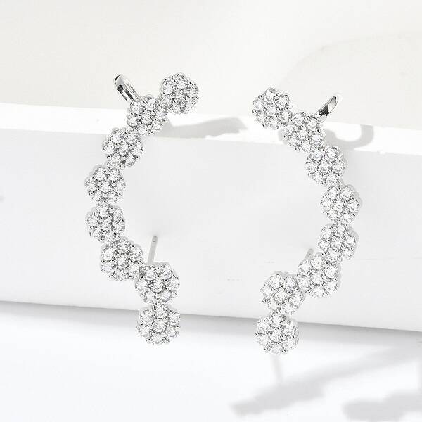Brass Micro Pave Clear Cubic Zirconia Stud Earrings