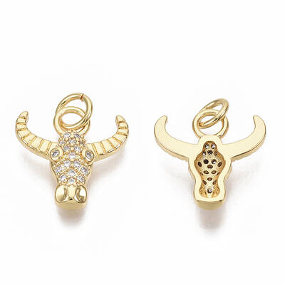 Brass Micro Pave Cubic Zirconia Charms