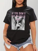 Women's Graphic Round Neck Tee, Summer Clothes Women, Fitted Casual Breathable Comfy Short Sleeve Top Daily Wear, Streetwear,...