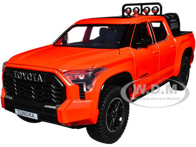 2023 Toyota Tundra TRD 4x4 Pickup Truck Solar Octane Orange with Sunroof and Wheel Rack 1/24 Diecast Model Car