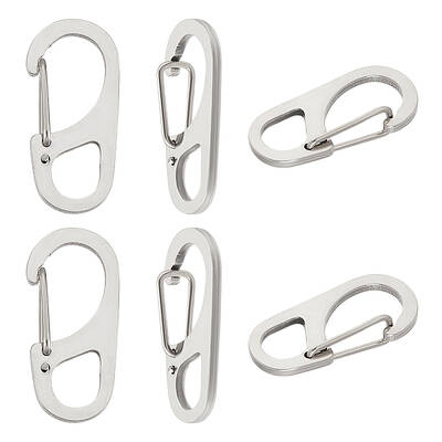 6Pcs 202 Stainless Steel Keychain Carabiner