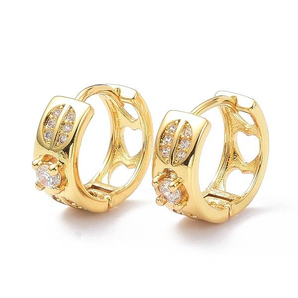 Brass Micro Pave Cubic Zirconia Hoop Earrings