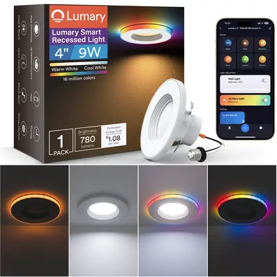 Lumary Smart RGBAI Can Light with Gradient Accent Night Light 4 inch 9W 780lm, 1 pcs