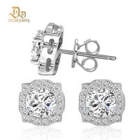 Delzzad Luxury Earrings Round VVS Synthetic Moissanite S925 Stud Earrings Jewelry Perfect Birthday Mother’s Day Gift for Me...