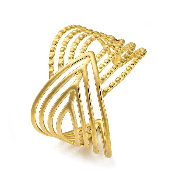 Ion Plating(IP) 304 Stainless Steel Chevron Cuff Bnagles for Women