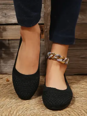 Women's 1 Pair Solid Color Flat Shoes for School, Casual Comfortable Breathable Slip on Thin Shoes for Women & Girls, Female ...