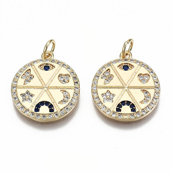 Brass Micro Pave Colorful Cubic Zirconia Pendants