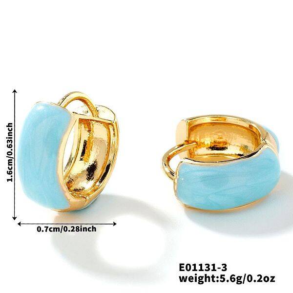 Brass Enamel Hoop Earrings