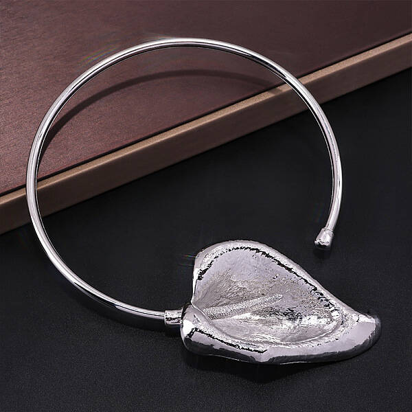 Brass Leaf Cuff Choker Necklaces for Women