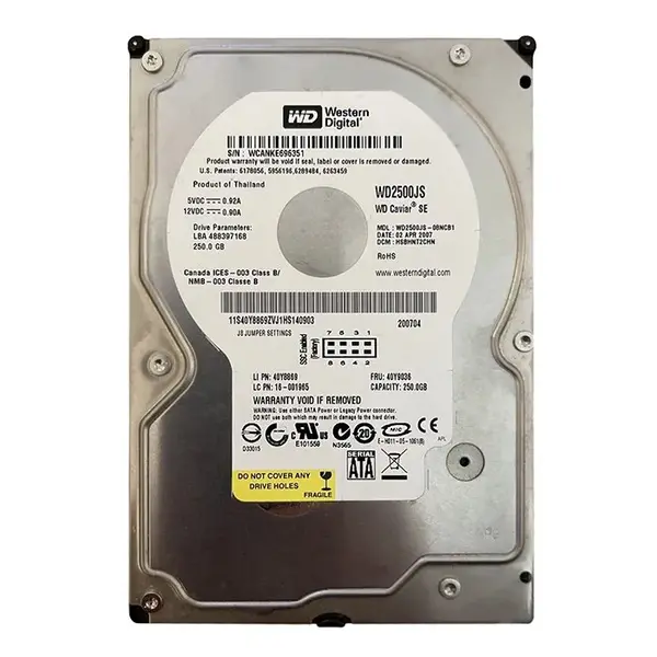 WD2500JS-08NCB1 Western Digital Caviar SE 250GB 7200RPM SATA 3Gb/s 8MB Cache 3.5-Inch Hard Drive