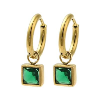 304 Stainless Steel Micro Pave Cubic Zirconia Earrings for Women